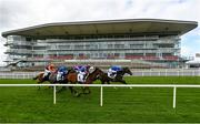 28 July 2020; A general view of runners and riders passing the empty Killanin Stand during the COLM QUINN BMW Irish EBF Fillies Maiden on day two of the Galway Summer Racing Festival at Ballybrit Racecourse in Galway. Horse racing remains behind closed doors to the public under guidelines of the Irish Government in an effort to contain the spread of the Coronavirus (COVID-19) pandemic. Photo by Harry Murphy/Sportsfile