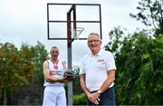 30 July 2020; EBS ambassadors and Tralee Warriors Basketball Club stalwarts, Kieran Donaghy, left, and Jimmy Diggins, pictured at the launch of the 2020 Federation of Irish Sport Volunteers in Sport Awards supported by EBS. The awards will see EBS and the Federation of Irish Sport hero the work of volunteers from around the country, who go above and beyond every day to ensure that sport takes place in Ireland. Volunteers in sport in Ireland dedicate some 37.2 million hours of volunteering across the country’s 13,000+ sports clubs and associations each year. EBS wants to recognise that dedication and that passion and, through this partnership with the Federation of Irish Sport, looks forward to heroing these volunteers at an awards ceremony this November. To nominate an everyday hero, simply visit www.volunteersinsport.ie. Nominations can be made by a club, individual or sporting body and are open from July 30th, 2020 to September 25th, 2020.   Photo by Brendan Moran/Sportsfile