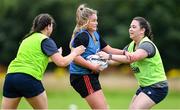 30 July 2020; Eve Tarpey, centre, during a Leinster U18 Girls Squad Training session at Cill Dara RFC in Kildare. Photo by Piaras Ó Mídheach/Sportsfile