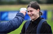 30 July 2020; Vicky Kinlan has her temperature checked before a Leinster U18 Girls Squad Training session at Cill Dara RFC in Kildare. Photo by Piaras Ó Mídheach/Sportsfile