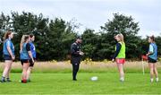 30 July 2020; Coach Michael Bolger speaks to his players during a Leinster U18 Girls Squad Training session at Cill Dara RFC in Kildare. Photo by Piaras Ó Mídheach/Sportsfile