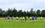 30 July 2020; Coach Michael Bolger speaks to his players during a Leinster U18 Girls Squad Training session at Cill Dara RFC in Kildare. Photo by Piaras Ó Mídheach/Sportsfile