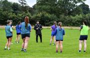 30 July 2020; Coach Michael Bolger speaks to his players during a Leinster U18 Girls Squad Training session at Cill Dara RFC in Kildare. Photo by Piaras Ó Mídheach/Sportsfile