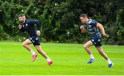 30 July 2020; Jonathan Sexton, right, and Rob Kearney during Leinster Rugby squad training at UCD in Dublin. Professional rugby continues its return in a phased manner, having been suspended since March due to the Irish Government's efforts to contain the spread of the Coronavirus (COVID-19) pandemic. Having had zero positive results from the latest round of PCR testing, the Leinster Rugby players and staff have been cleared to enter the next phase of their return to rugby today which includes a graduated return to contact training. Photo by Conor Sharkey for Leinster Rugby via Sportsfile