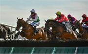 30 July 2020; Aramon, left, with Patrick Mullins up, jumps alongside Fair Mountain, with JJ Slevin up, who finished eleventh, on their way to winning Guinness Galway Hurdle Handicap on day four of the Galway Summer Racing Festival at Ballybrit Racecourse in Galway. Horse racing remains behind closed doors to the public under guidelines of the Irish Government in an effort to contain the spread of the Coronavirus (COVID-19) pandemic. Photo by Harry Murphy/Sportsfile