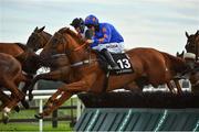 30 July 2020; The Trigger, with Mark Walsh up, jumps the seventh fence on their way to winning the Open Gate Pure Brew Handicap Hurdle on day four of the Galway Summer Racing Festival at Ballybrit Racecourse in Galway. Horse racing remains behind closed doors to the public under guidelines of the Irish Government in an effort to contain the spread of the Coronavirus (COVID-19) pandemic. Photo by Harry Murphy/Sportsfile