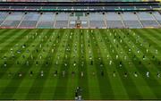 31 July 2020; Ireland celebrated the diversity of its country with 200 Irish-Muslims gathering in Dublin to mark Eid Al Adha on 31st July. Eid-ul-Adha or the 'feast of the sacrifice' is the most important celebration in Islam and is celebrated at the end of Hajj, which is an annual pilgrimage to Mecca. The Eid prayer took place at Croke Park to mark one of the most important days in the Islamic calendar. Those attending abided by strict social distancing rules and came together alongside their Muslim brothers and sisters to mark the occasion. The celebration was one of the first public gatherings of its kind held in Ireland since last March and was attended by representatives of the Government, ambassadors, as well as Christian, Jewish, and other faith leaders. His Eminence Shayak Dr Umar Al-Quadri leads the congregation in the Eid prayer and sermon. Photo by Brendan Moran/Sportsfile