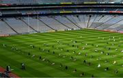 31 July 2020; Ireland celebrated the diversity of its country with 200 Irish-Muslims gathering in Dublin to mark Eid Al Adha on 31st July. Eid-ul-Adha or the 'feast of the sacrifice' is the most important celebration in Islam and is celebrated at the end of Hajj, which is an annual pilgrimage to Mecca. The Eid prayer took place at Croke Park to mark one of the most important days in the Islamic calendar. Those attending abided by strict social distancing rules and came together alongside their Muslim brothers and sisters to mark the occasion. The celebration was one of the first public gatherings of its kind held in Ireland since last March and was attended by representatives of the Government, ambassadors, as well as Christian, Jewish, and other faith leaders. 31 July 2020; Ireland celebrated the diversity of its country with 200 Irish-Muslims gathering in Dublin to mark Eid Al Adha on 31st July. Eid-ul-Adha or the 'feast of the sacrifice' is the most important celebration in Islam and is celebrated at the end of Hajj, which is an annual pilgrimage to Mecca. The Eid prayer took place at Croke Park to mark one of the most important days in the Islamic calendar. Those attending abided by strict social distancing rules and came together alongside their Muslim brothers and sisters to mark the occasion. The celebration was one of the first public gatherings of its kind held in Ireland since last March and was attended by representatives of the Government, ambassadors, as well as Christian, Jewish, and other faith leaders. His Eminence Shayak Dr Umar Al-Quadri addresses the congregation. Photo by Brendan Moran/Sportsfile