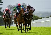 31 July 2020; Loudest Whisper, with Conor Orr up, right, lead Born By The Sea, with Jack Gilligan up, on their way to winning the Guinness Open Gate Brewery Beginners Steeplechase on day five of the Galway Summer Racing Festival at Ballybrit Racecourse in Galway. Horse racing remains behind closed doors to the public under guidelines of the Irish Government in an effort to contain the spread of the Coronavirus (COVID-19) pandemic. Photo by Harry Murphy/Sportsfile