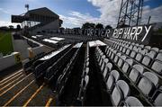 31 July 2020; Flags at Oriel Park in tribute to the late Dundalk groundsman and videographer Harry Taaffe prior to the SSE Airtricity League Premier Division match between Dundalk and St Patrick's Athletic at Oriel Park in Dundalk, Louth. The SSE Airtricity League Premier Division made its return today after 146 days in lockdown but behind closed doors due to the ongoing Coronavirus restrictions. Photo by Stephen McCarthy/Sportsfile