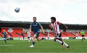 31 July 2020; Walter Figueira of Derry City in action against Kyle Callan-McFadden of Sligo Rovers during the SSE Airtricity League Premier Division match between Derry City and Sligo Rovers at the Ryan McBride Brandywell Stadium in Derry. The SSE Airtricity League Premier Division made its return today after 146 days in lockdown but behind closed doors due to the ongoing Coronavirus restrictions. Photo by Seb Daly/Sportsfile