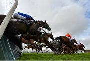 31 July 2020; A general view of the runners and riders as they jump the seventh during the Guinness Galway Tribes Handicap Hurdle on Great White Shark on day five of the Galway Summer Racing Festival at Ballybrit Racecourse in Galway. Horse racing remains behind closed doors to the public under guidelines of the Irish Government in an effort to contain the spread of the Coronavirus (COVID-19) pandemic. Photo by Harry Murphy/Sportsfile