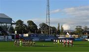 31 July 2020; Players and officials observe a minute’s silence in tribute to the late Dundalk groundsman and videographer Harry Taaffe prior to the SSE Airtricity League Premier Division match between Dundalk and St Patrick's Athletic at Oriel Park in Dundalk, Louth. The SSE Airtricity League Premier Division made its return today after 146 days in lockdown but behind closed doors due to the ongoing Coronavirus restrictions. Photo by Piaras Ó Mídheach/Sportsfile