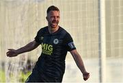 31 July 2020; Robbie Benson of St Patrick's Athletic celebrates after scoring his side's first goal during the SSE Airtricity League Premier Division match between Dundalk and St Patrick's Athletic at Oriel Park in Dundalk, Louth. The SSE Airtricity League Premier Division made its return today after 146 days in lockdown but behind closed doors due to the ongoing Coronavirus restrictions. Photo by Piaras Ó Mídheach/Sportsfile