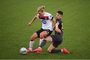 31 July 2020; Greg Sloggett of Dundalk in action against Shane Griffin of St Patrick's Athletic during the SSE Airtricity League Premier Division match between Dundalk and St Patrick's Athletic at Oriel Park in Dundalk, Louth. The SSE Airtricity League Premier Division made its return today after 146 days in lockdown but behind closed doors due to the ongoing Coronavirus restrictions. Photo by Stephen McCarthy/Sportsfile