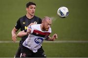 31 July 2020; Chris Shields of Dundalk in action against Shane Griffin of St Patrick's Athletic during the SSE Airtricity League Premier Division match between Dundalk and St Patrick's Athletic at Oriel Park in Dundalk, Louth. The SSE Airtricity League Premier Division made its return today after 146 days in lockdown but behind closed doors due to the ongoing Coronavirus restrictions. Photo by Stephen McCarthy/Sportsfile