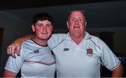 31 July 2020; Dundalk supporters Paul Brown, right, with his son Niall at half-time of their side's SSE Airtricity League Premier Division match against St Patrick's Athletic at the home of former Dundalk co-owner Paul Brown in Dundalk, Louth. The match was played behind closed doors due to the ongoing COVID-19 pandemic. Photo by Ben McShane/Sportsfile