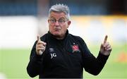 31 July 2020; Dundalk first team coach John Gill speaking to players before the SSE Airtricity League Premier Division match between Dundalk and St Patrick's Athletic at Oriel Park in Dundalk, Louth. The SSE Airtricity League Premier Division made its return today after 146 days in lockdown but behind closed doors due to the ongoing Coronavirus restrictions. Photo by Piaras Ó Mídheach/Sportsfile