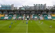 1 August 2020; Players and officials take a knee in support of the Black Lives Matter movement prior to the SSE Airtricity League Premier Division match between Shamrock Rovers and Finn Harps at Tallaght Stadium in Dublin. The SSE Airtricity League Premier Division made its return this weekend after 146 days in lockdown but behind closed doors due to the ongoing Coronavirus restrictions. Photo by Stephen McCarthy/Sportsfile