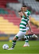 1 August 2020; Jack Byrne of Shamrock Rovers shoots to score his side's first goal, from a free kick, during the SSE Airtricity League Premier Division match between Shamrock Rovers and Finn Harps at Tallaght Stadium in Dublin. The SSE Airtricity League Premier Division made its return this weekend after 146 days in lockdown but behind closed doors due to the ongoing Coronavirus restrictions. Photo by Stephen McCarthy/Sportsfile