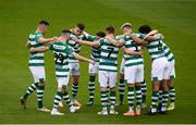 1 August 2020; Shamrock Rovers players huddle prior to the SSE Airtricity League Premier Division match between Shamrock Rovers and Finn Harps at Tallaght Stadium in Dublin. The SSE Airtricity League Premier Division made its return this weekend after 146 days in lockdown but behind closed doors due to the ongoing Coronavirus restrictions. Photo by Stephen McCarthy/Sportsfile