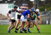 1 August 2020; Mullinavat and Erins Own players tussle during the Kilkenny County Senior Hurling League Group B match between Erins Own and Mullinavat at UPMC Nowlan Park in Kilkenny. GAA matches continue to take place in front of a limited number of people due to the ongoing Coronavirus restrictions. Photo by Matt Browne/Sportsfile