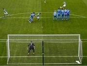 1 August 2020; Jack Byrne of Shamrock Rovers shoots to score his side's first goal, from a free kick, during the SSE Airtricity League Premier Division match between Shamrock Rovers and Finn Harps at Tallaght Stadium in Dublin. The SSE Airtricity League Premier Division made its return this weekend after 146 days in lockdown but behind closed doors due to the ongoing Coronavirus restrictions. Photo by Stephen McCarthy/Sportsfile