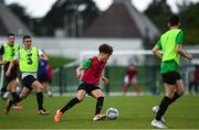 3 August 2020; Naj Razi, red, during a Republic of Ireland Under 15s Assessment Day at the FAI National Training Centre at the Sport Ireland Campus in Dublin. Photo by Ramsey Cardy/Sportsfile