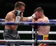 1 August 2020; James Tennyson, right, and Gavin Gwynne during the British Lightweight Title bout between James Tennyson and Gavin Gwynne at Matchroom Fight Camp in Brentwood, England. Photo by Mark Robinson/Matchroom Boxing via Sportsfile