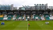 1 August 2020; Shamrock Rovers and Finn Harps players huddle prior to the SSE Airtricity League Premier Division match between Shamrock Rovers and Finn Harps at Tallaght Stadium in Dublin. The SSE Airtricity League Premier Division made its return this weekend after 146 days in lockdown but behind closed doors due to the ongoing Coronavirus restrictions. Photo by Stephen McCarthy/Sportsfile