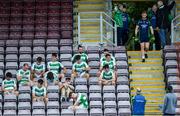 2 August 2020; Oughterard players in the stand during the half-time break in the Galway County Senior Football Championship Group 4A Round 1 match between Corofin and Oughterard at Pearse Stadium in Galway. GAA matches continue to take place in front of a limited number of people due to the ongoing Coronavirus restrictions. Photo by Piaras Ó Mídheach/Sportsfile