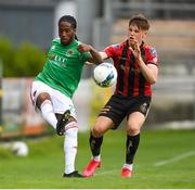 2 August 2020; Deshane Dalling of Cork City and Andy Lyons of Bohemians during the SSE Airtricity League Premier Division match between Cork City and Bohemians at Turners Cross in Cork. The SSE Airtricity League Premier Division made its return this weekend after 146 days in lockdown but behind closed doors due to the ongoing Coronavirus restrictions. Photo by Stephen McCarthy/Sportsfile