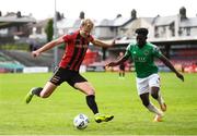 2 August 2020; Kris Twardek of Bohemians in action against Henry Ochieng of Cork City during the SSE Airtricity League Premier Division match between Cork City and Bohemians at Turners Cross in Cork. The SSE Airtricity League Premier Division made its return this weekend after 146 days in lockdown but behind closed doors due to the ongoing Coronavirus restrictions. Photo by Stephen McCarthy/Sportsfile