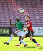 2 August 2020; Deshane Dalling of Cork City in action against Andy Lyons of Bohemians during the SSE Airtricity League Premier Division match between Cork City and Bohemians at Turners Cross in Cork. The SSE Airtricity League Premier Division made its return this weekend after 146 days in lockdown but behind closed doors due to the ongoing Coronavirus restrictions. Photo by Stephen McCarthy/Sportsfile