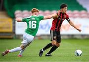2 August 2020; Keith Buckley of Bohemians in action against Alec Byrne of Cork City during the SSE Airtricity League Premier Division match between Cork City and Bohemians at Turners Cross in Cork. The SSE Airtricity League Premier Division made its return this weekend after 146 days in lockdown but behind closed doors due to the ongoing Coronavirus restrictions. Photo by Stephen McCarthy/Sportsfile