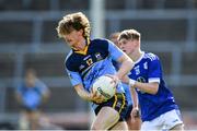 2 August 2020; Marcus Mac Donnchadha of Salthill-Knocknacarra in action against Ethan Fiorentini of St Michael's during the Galway County Senior Football Championship Group 1 Round 1 match between Salthill-Knocknacarra and St Michael's at Pearse Stadium in Galway. GAA matches continue to take place in front of a limited number of people due to the ongoing Coronavirus restrictions. Photo by Piaras Ó Mídheach/Sportsfile