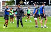 3 August 2020; Head coach Dan McFarland speaks to players during Ulster Rugby squad training at Kingspan Stadium in Belfast. Photo by Robyn McMurray for Ulster Rugby via Sportsfile