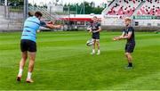 3 August 2020; Craig Gilroy, centre, and Rob Lyttle during Ulster Rugby squad training at Kingspan Stadium in Belfast. Photo by Robyn McMurray for Ulster Rugby via Sportsfile