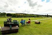 3 August 2020; Spectators watch the action from the boundary during the Women's Super Series match between Typhoons and Scorchers at Oak Hill Cricket Ground in Kilbride, Wicklow. Photo by Seb Daly/Sportsfile