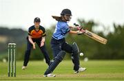 3 August 2020; Rachel Delaney of Typhoons plays a shot during the Women's Super Series match between Typhoons and Scorchers at Oak Hill Cricket Ground in Kilbride, Wicklow. Photo by Seb Daly/Sportsfile