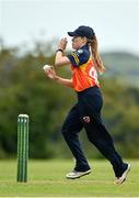3 August 2020; Anna Kerrison of Scorchers bowls a delivery during the Women's Super Series match between Typhoons and Scorchers at Oak Hill Cricket Ground in Kilbride, Wicklow. Photo by Seb Daly/Sportsfile