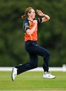 3 August 2020; Sophie MacMahon of Scorchers bowls a delivery during the Women's Super Series match between Typhoons and Scorchers at Oak Hill Cricket Ground in Kilbride, Wicklow. Photo by Seb Daly/Sportsfile