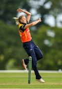 3 August 2020; Gaby Lewis of Scorchers bowls a delivery during the Women's Super Series match between Typhoons and Scorchers at Oak Hill Cricket Ground in Kilbride, Wicklow. Photo by Seb Daly/Sportsfile