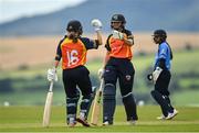 3 August 2020; Gaby Lewis, right, and Leah Paul of Scorchers during the Women's Super Series match between Typhoons and Scorchers at Oak Hill Cricket Ground in Kilbride, Wicklow. Photo by Seb Daly/Sportsfile