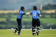3 August 2020; Amy Hunter, left, and Laura Delany of Typhoons during the Women's Super Series match between Typhoons and Scorchers at Oak Hill Cricket Ground in Kilbride, Wicklow. Photo by Seb Daly/Sportsfile