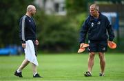 4 August 2020; Kitman Jim Bastick, left, and senior coach Stuart Lancaster during Leinster Rugby squad training at UCD in Dublin. Professional rugby continues its return in a phased manner, having been suspended since March due to the ongoing Coronavirus restrictions. Having had zero positive results from the latest round of PCR testing, the Leinster Rugby players and staff have been cleared to enter the next phase of their return to rugby today which includes a graduated return to contact training. Photo by Ramsey Cardy/Sportsfile