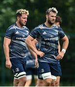 4 August 2020; Caelan Doris, right, and Will Connors during Leinster Rugby squad training at UCD in Dublin. Professional rugby continues its return in a phased manner, having been suspended since March due to the ongoing Coronavirus restrictions. Having had zero positive results from the latest round of PCR testing, the Leinster Rugby players and staff have been cleared to enter the next phase of their return to rugby today which includes a graduated return to contact training. Photo by Ramsey Cardy/Sportsfile