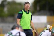 31 July 2020; Tullaroan manager Jimmy Coogan with his players before the Kilkenny County Senior Hurling League Group A match between Ballyhale Shamrocks and Tullaroan at UPMC Nowlan Park in Kilkenny. GAA matches continue to take place in front of a limited number of people in an effort to contain the spread of the Coronavirus (COVID-19) pandemic. Photo by Matt Browne/Sportsfile