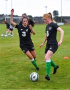 4 August 2020; Laura Shine, left, and Aoife Cronin during Republic of Ireland Women's Under-17 Training Camp at Tramore AFC in Waterford. Photo by Piaras Ó Mídheach/Sportsfile