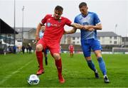 4 August 2020; Georgie Poynton of Shelbourne in action against Sam Todd of Finn Harps during the SSE Airtricity League Premier Division match between Finn Harps and Shelbourne at Finn Park in Ballybofey, Donegal. Photo by Harry Murphy/Sportsfile
